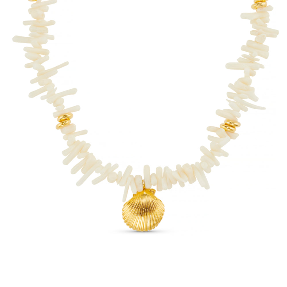 Statement Cream Coral Chip & Shell Necklace