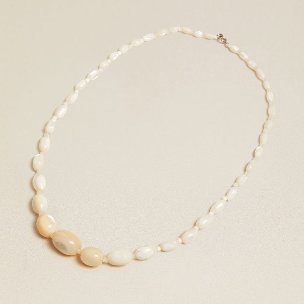 Vintage Mother Of Pearl Gradient Beaded Necklace
