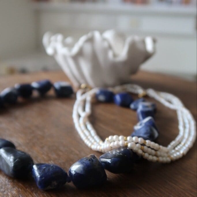 Vintage Semi-Precious Sodalite Bead Necklace