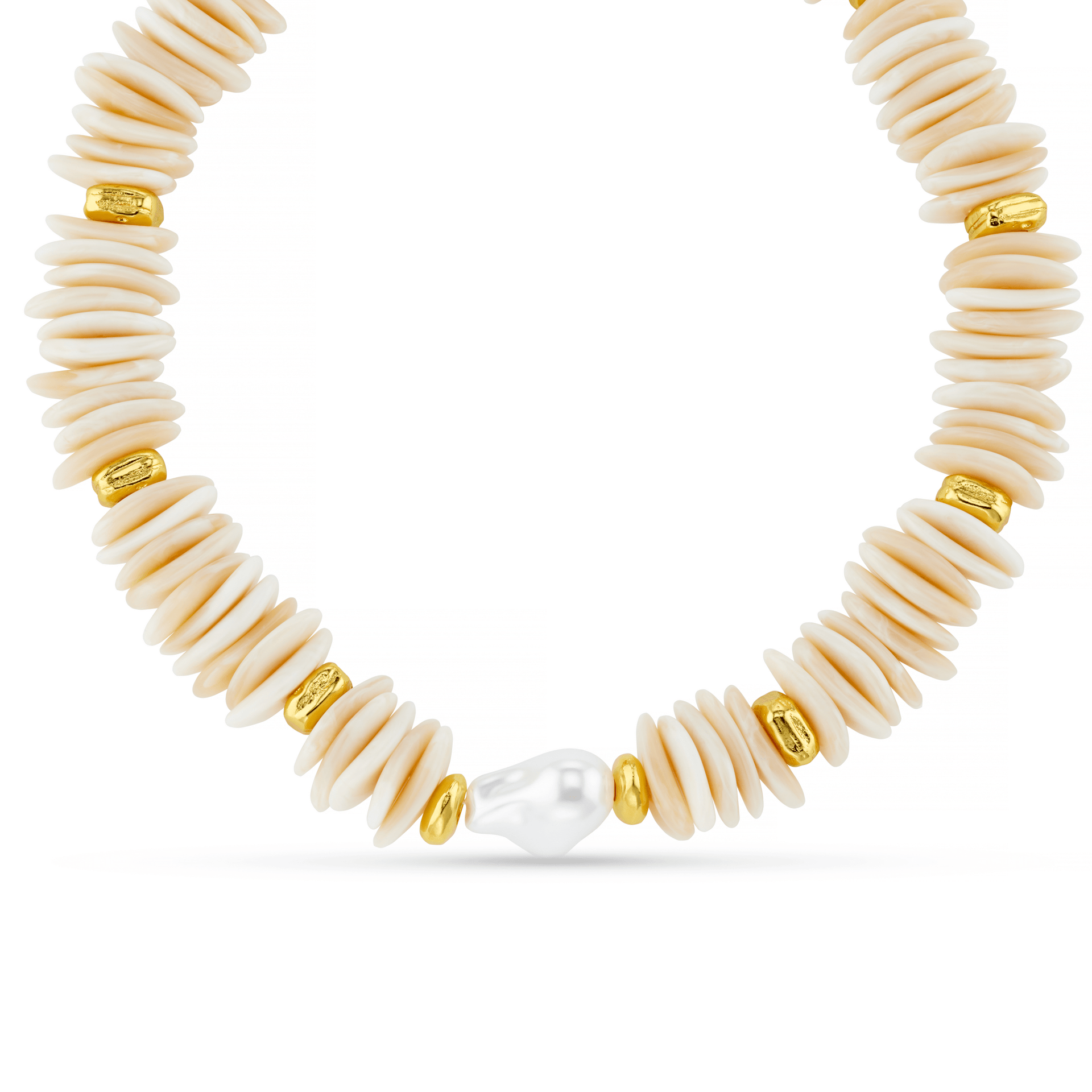Statement Chip & Stationed Pearl Necklace