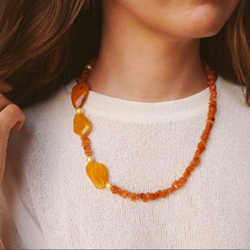 Vintage Carnelian Beaded Necklace