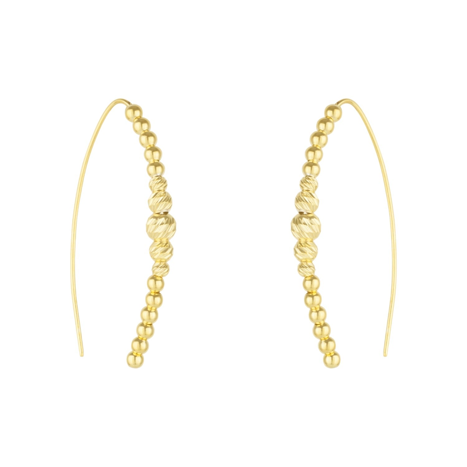 Beaded Pull Through Sterling Silver Earrings - Gold