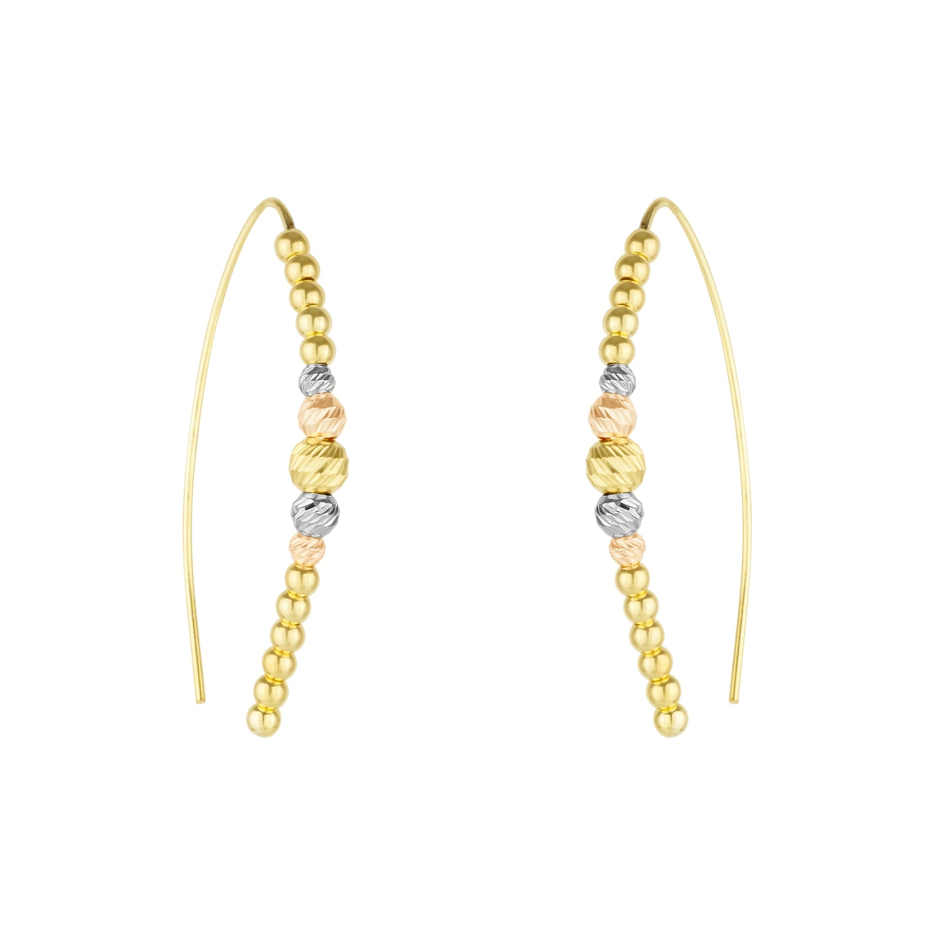 Beaded Pull Through Sterling Silver Earrings - Rose Gold - Silver - Gold