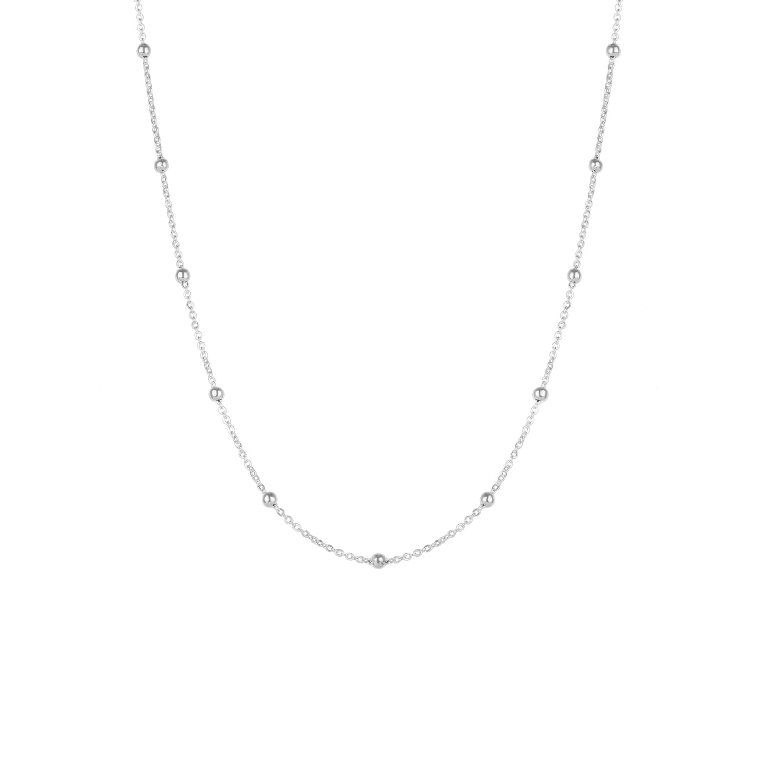 Beaded Satellite Silver Chain Necklace