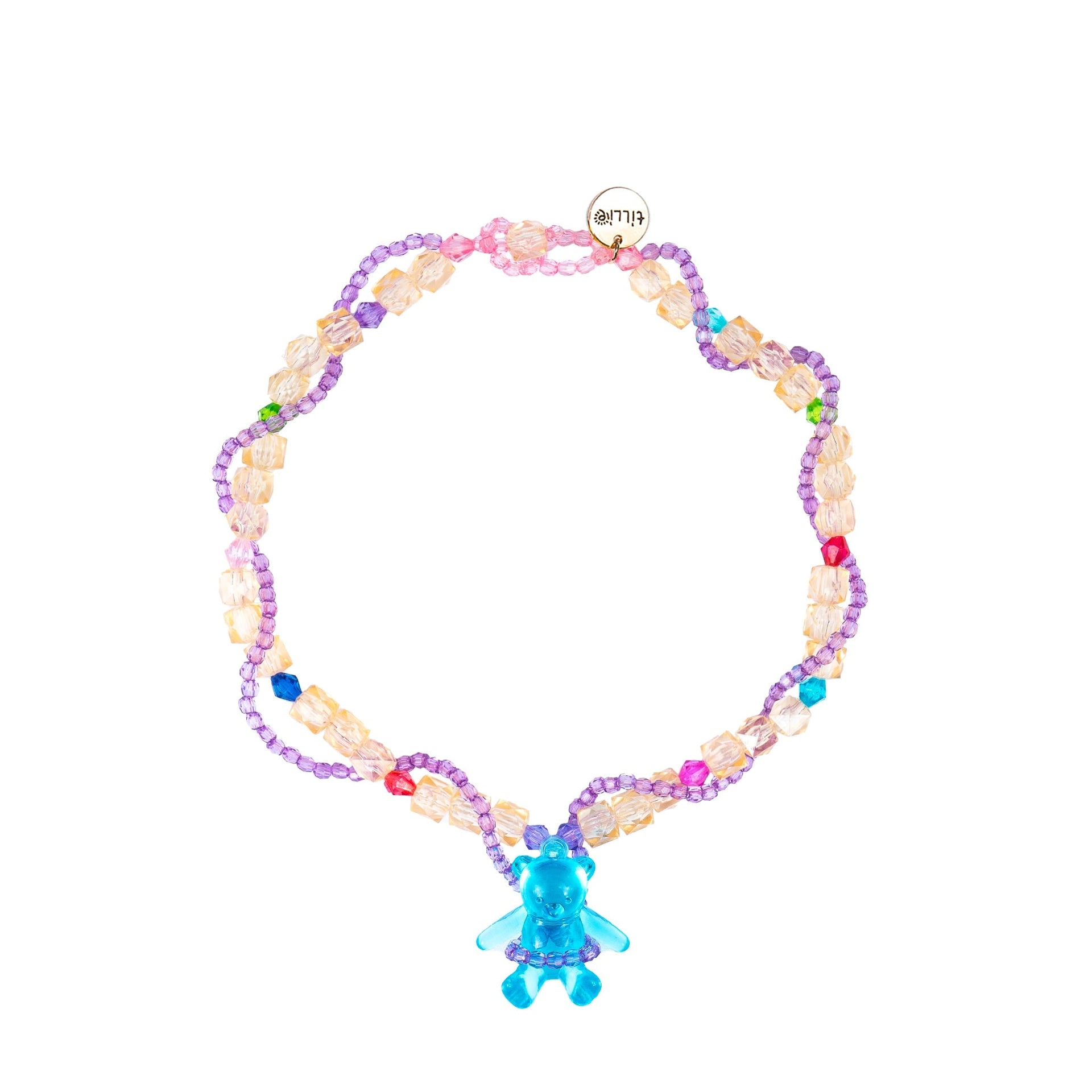 Bear Pendant Double Layer Bead Necklace