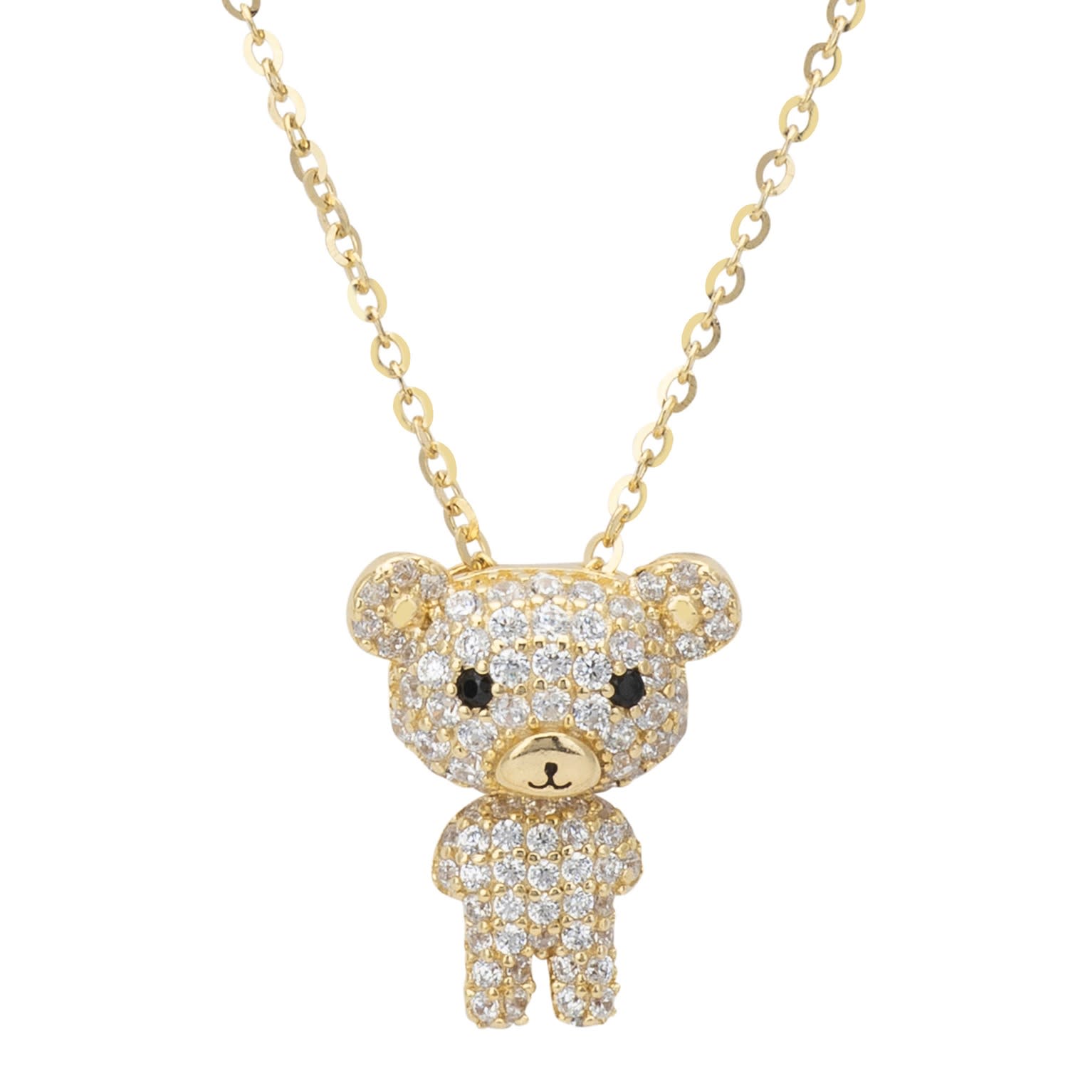 Bear Pendant Necklace Gold