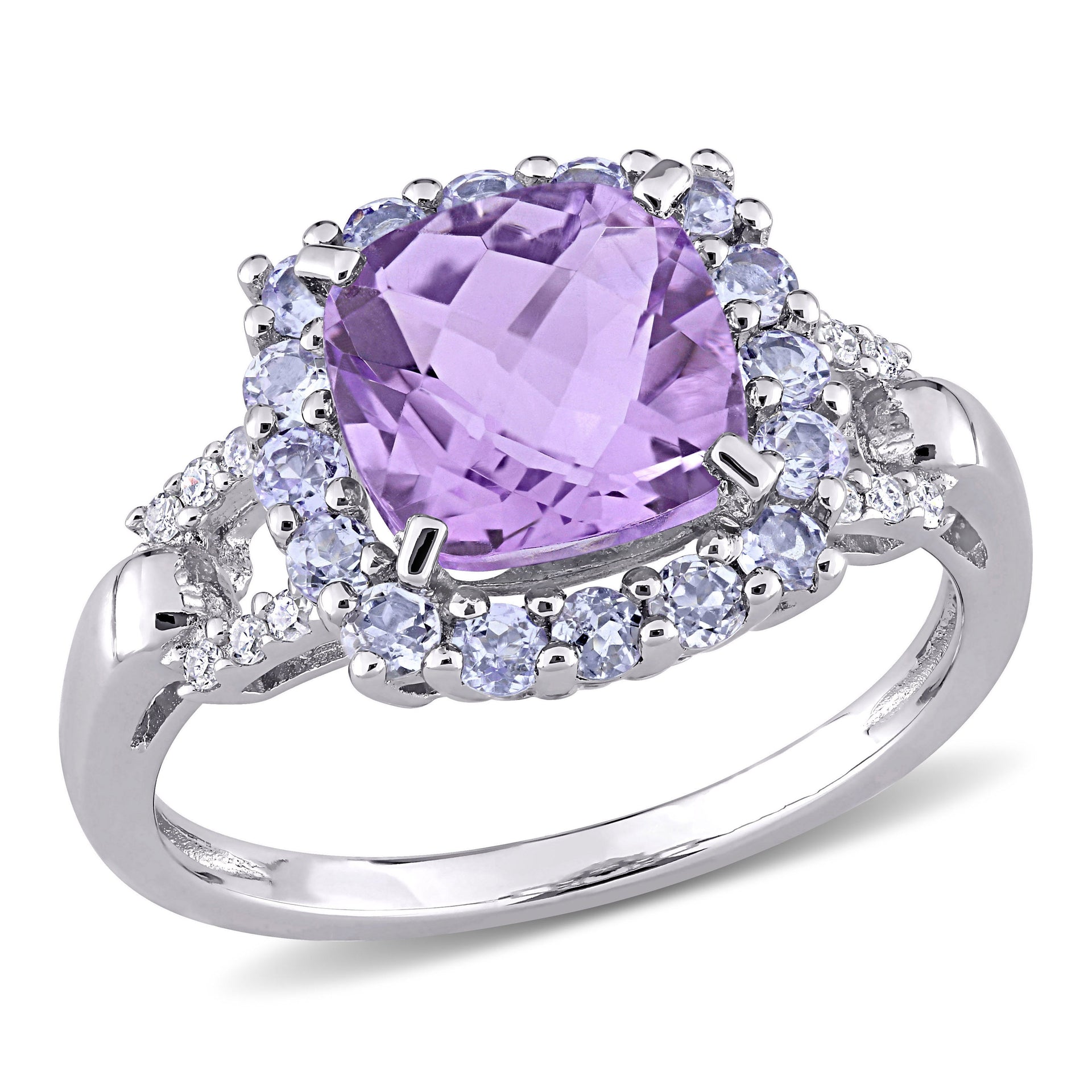 2 1/3ct TW Amethyst Tanzanite and Diamond Accents Ring in Sterling Silver