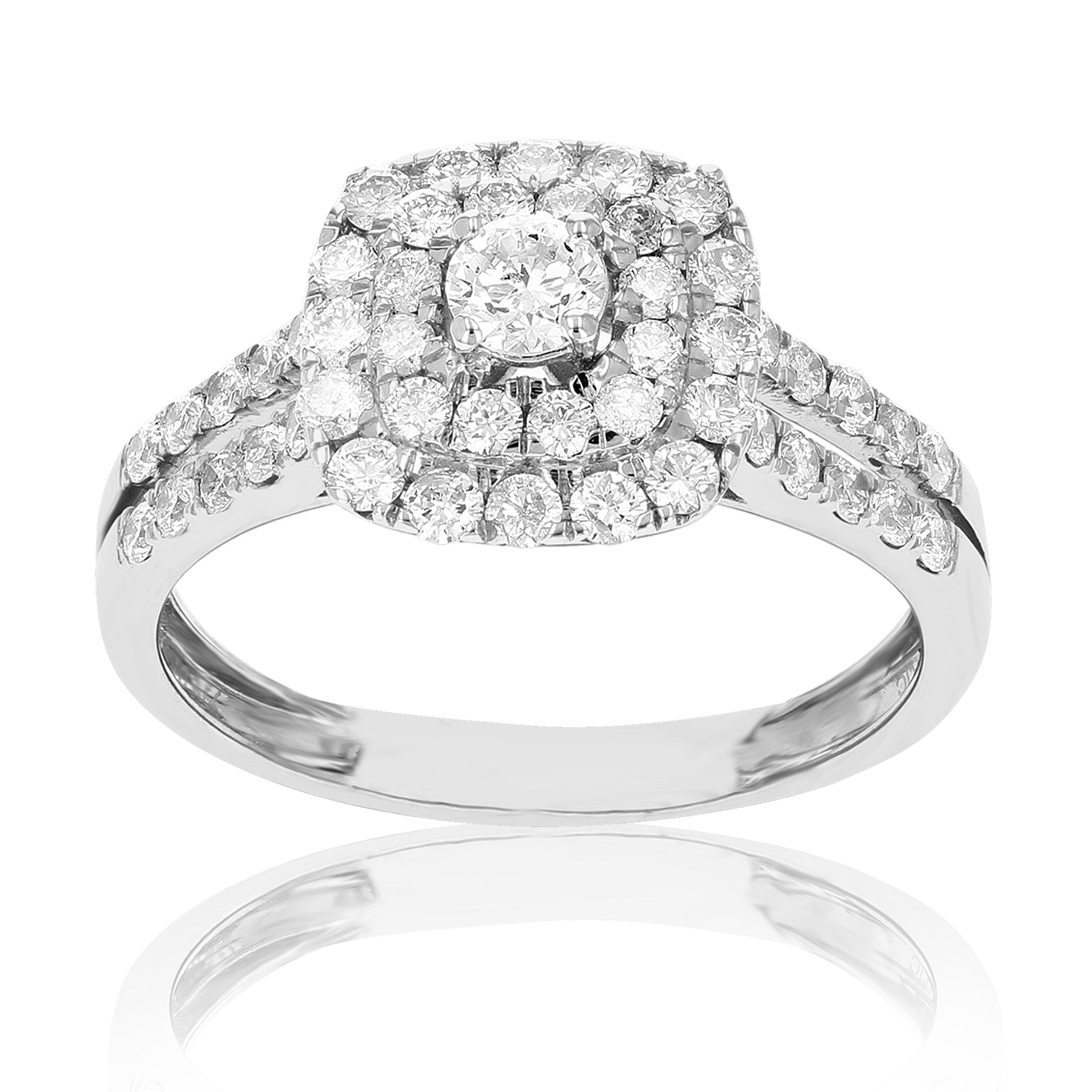 7/8 cttw Diamond Wedding Engagement Ring 14K White Gold Cushion Shape Bridal