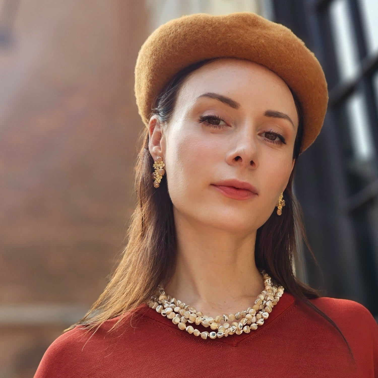 Beige Color Multi Layers Shell Necklace