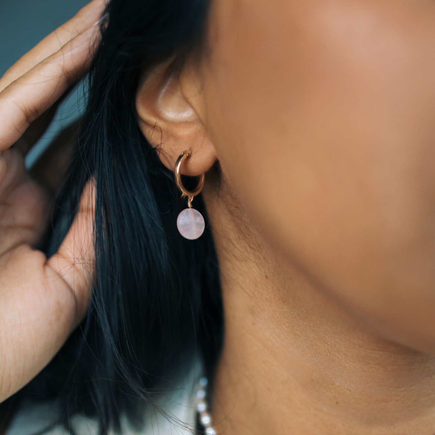 Bella Rose Quartz Hoop Earrings