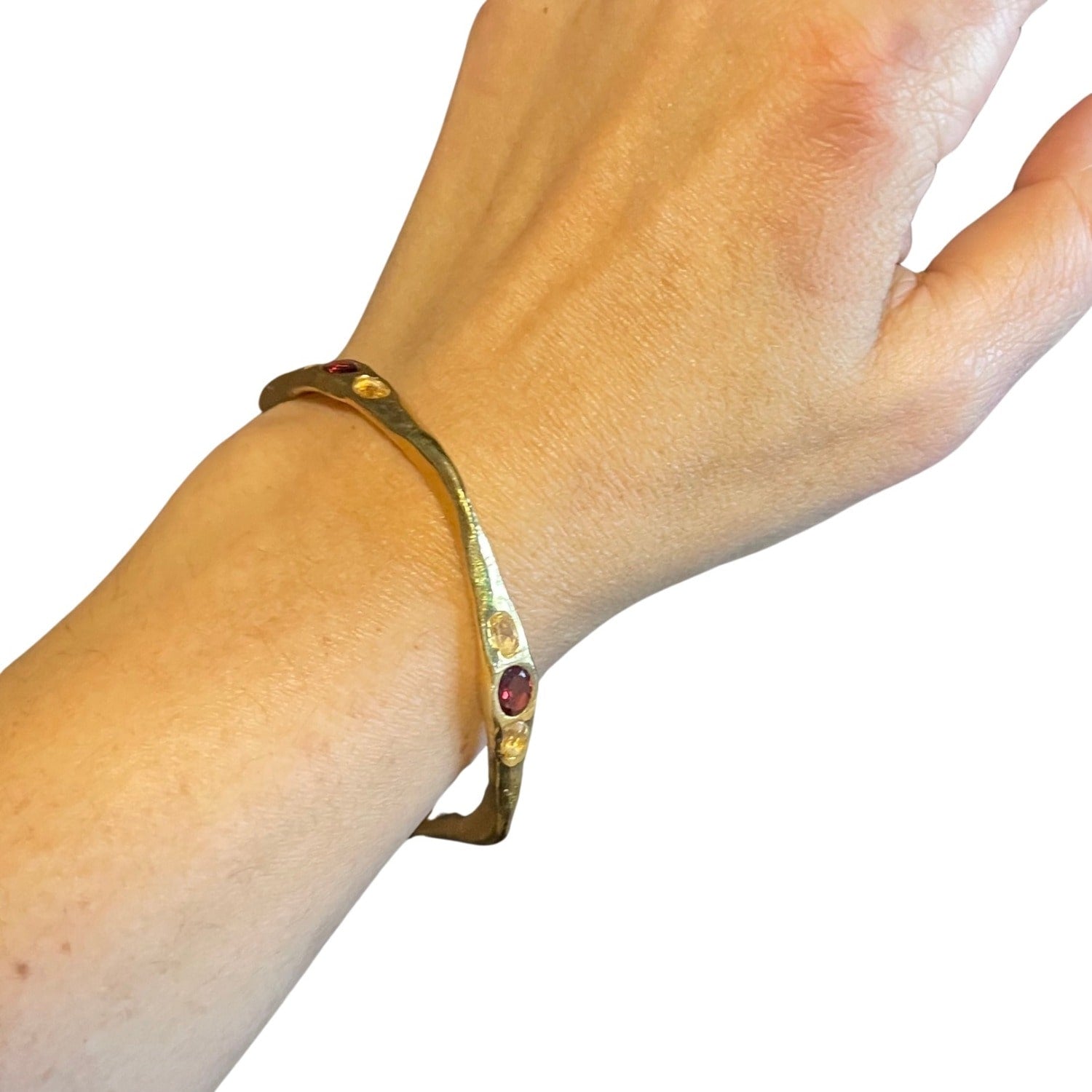 Bella - Twelve Gemstone Garnet, Citrine Gold Bangle