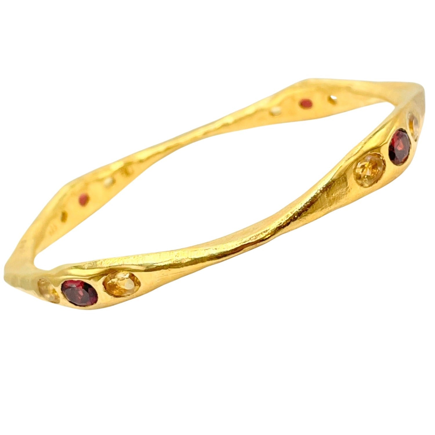 Bella - Twelve Gemstone Garnet, Citrine Gold Bangle