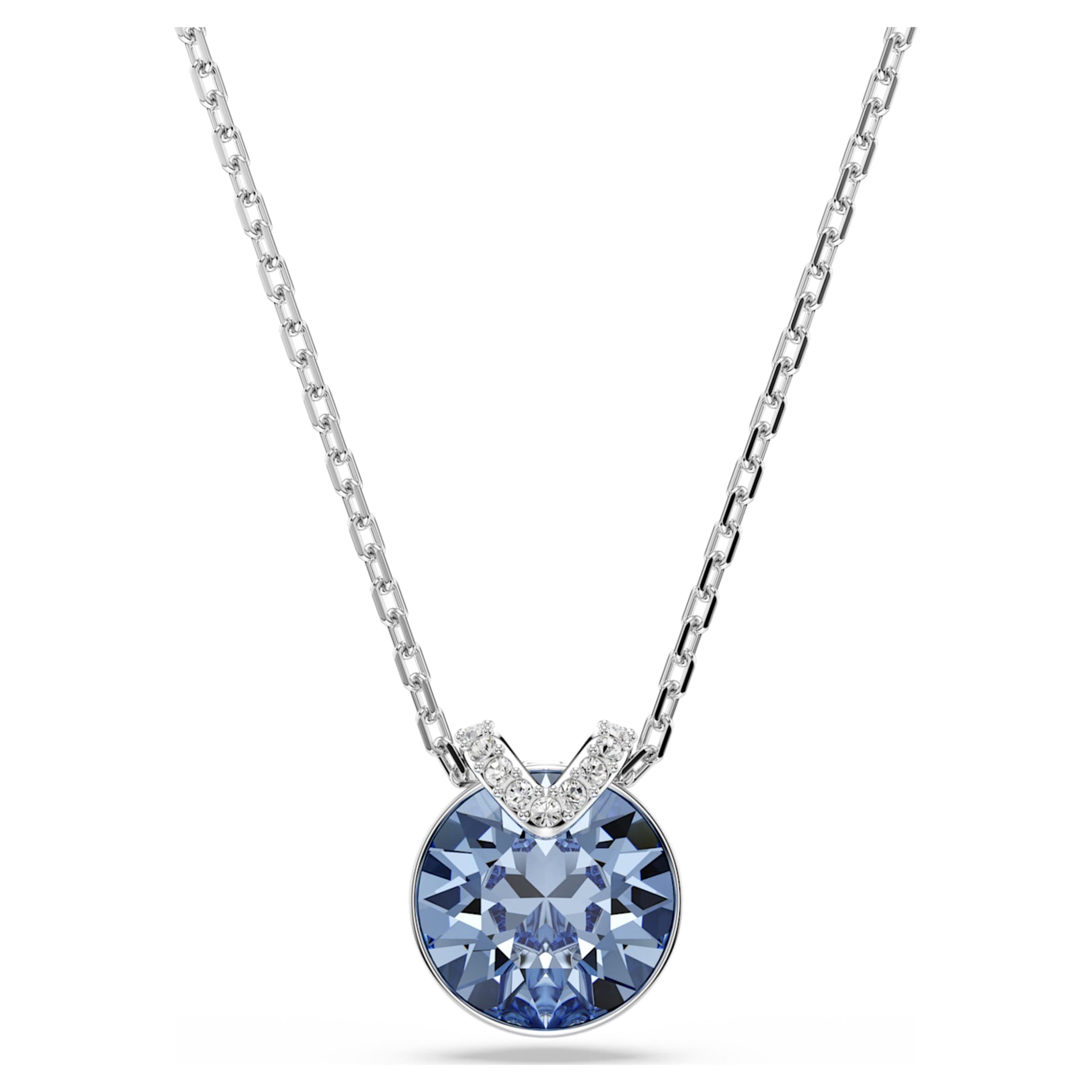 BELLA V PENDANT ROUND CUT BLUE RHODIUM PLATED