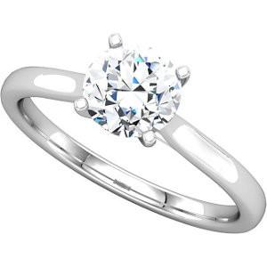 10K White Gold Cathedral Engagement Ring Solitaire