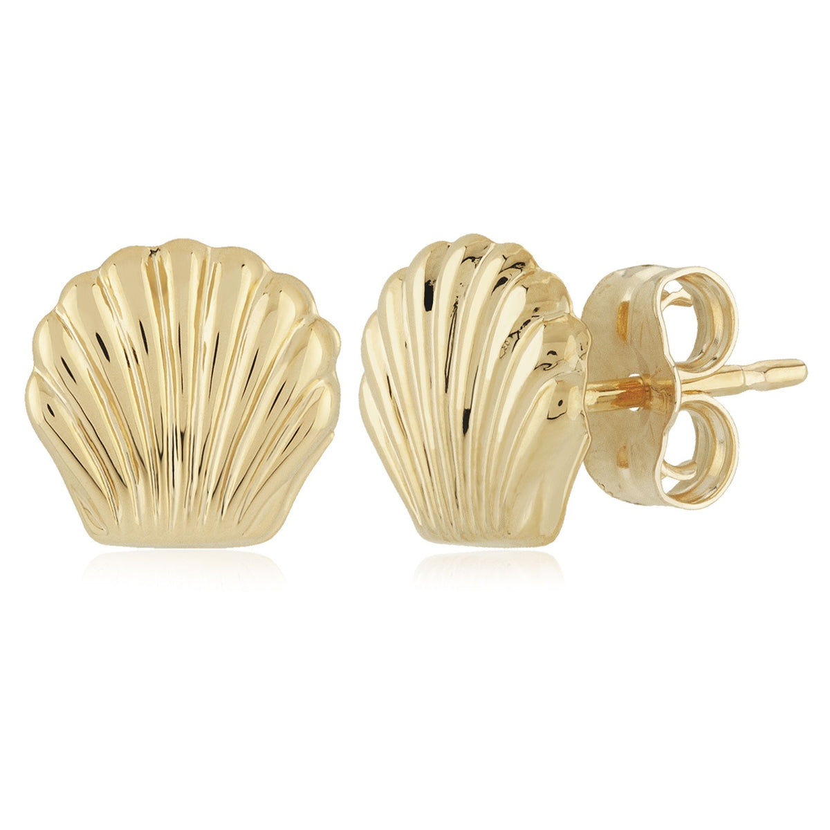 14K Yellow Gold Seashell Earrings