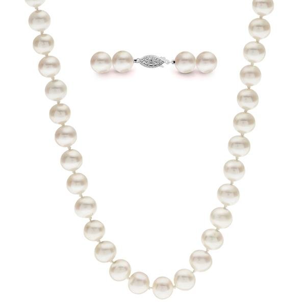 18' 7-7.5mm White Cultured Round Pearl Necklace