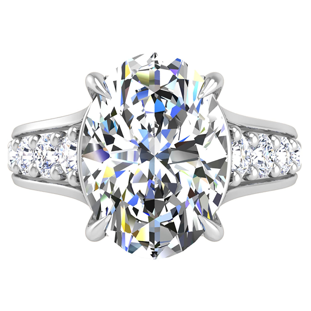 5 Carat Oval Ellipse Diamond Engagement Ring