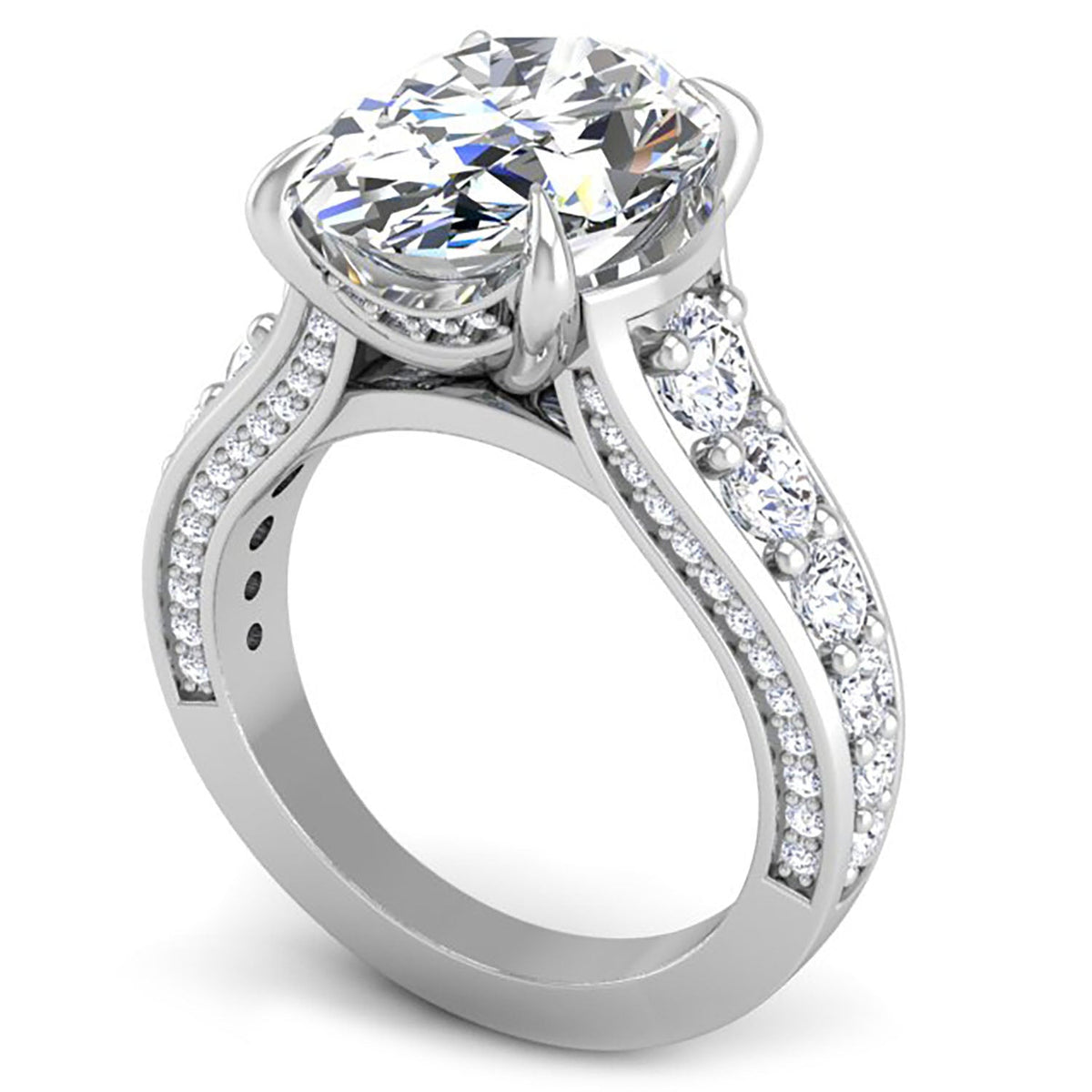 5 Carat Oval Ellipse Diamond Engagement Ring