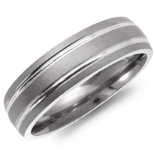 6MM Titanium Carved Wedding Band