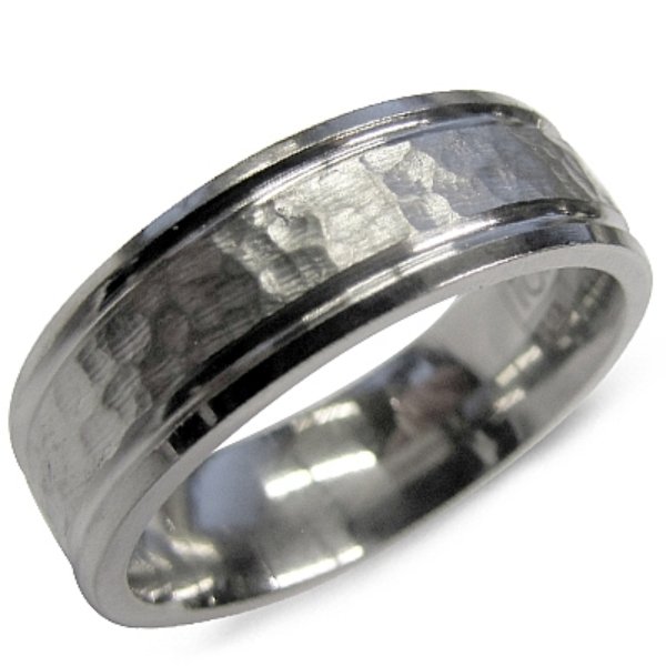 7MM Titanium Frosted & Hammered Wedding Band