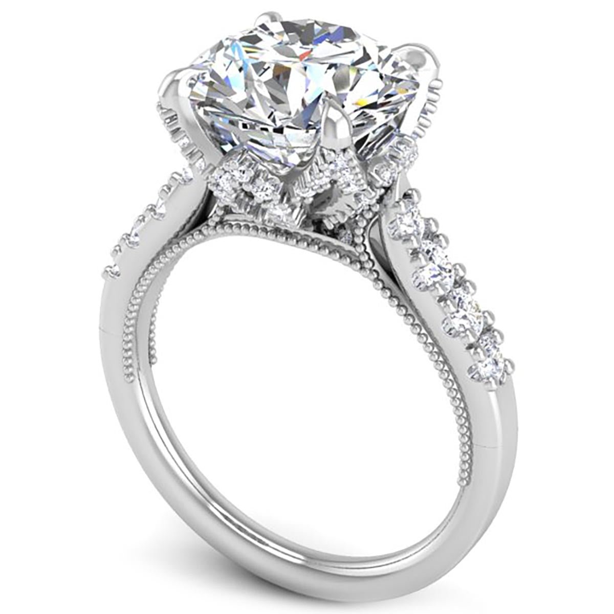 Astra Galactic Head 4.0 Carat Round Diamond Engagement Ring