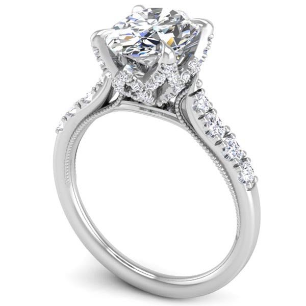 Astra Galactic Head Oval Diamond Engagement Ring