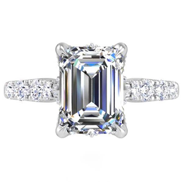 Astra Galactic Head Emerald Cut Diamond Engagement Ring