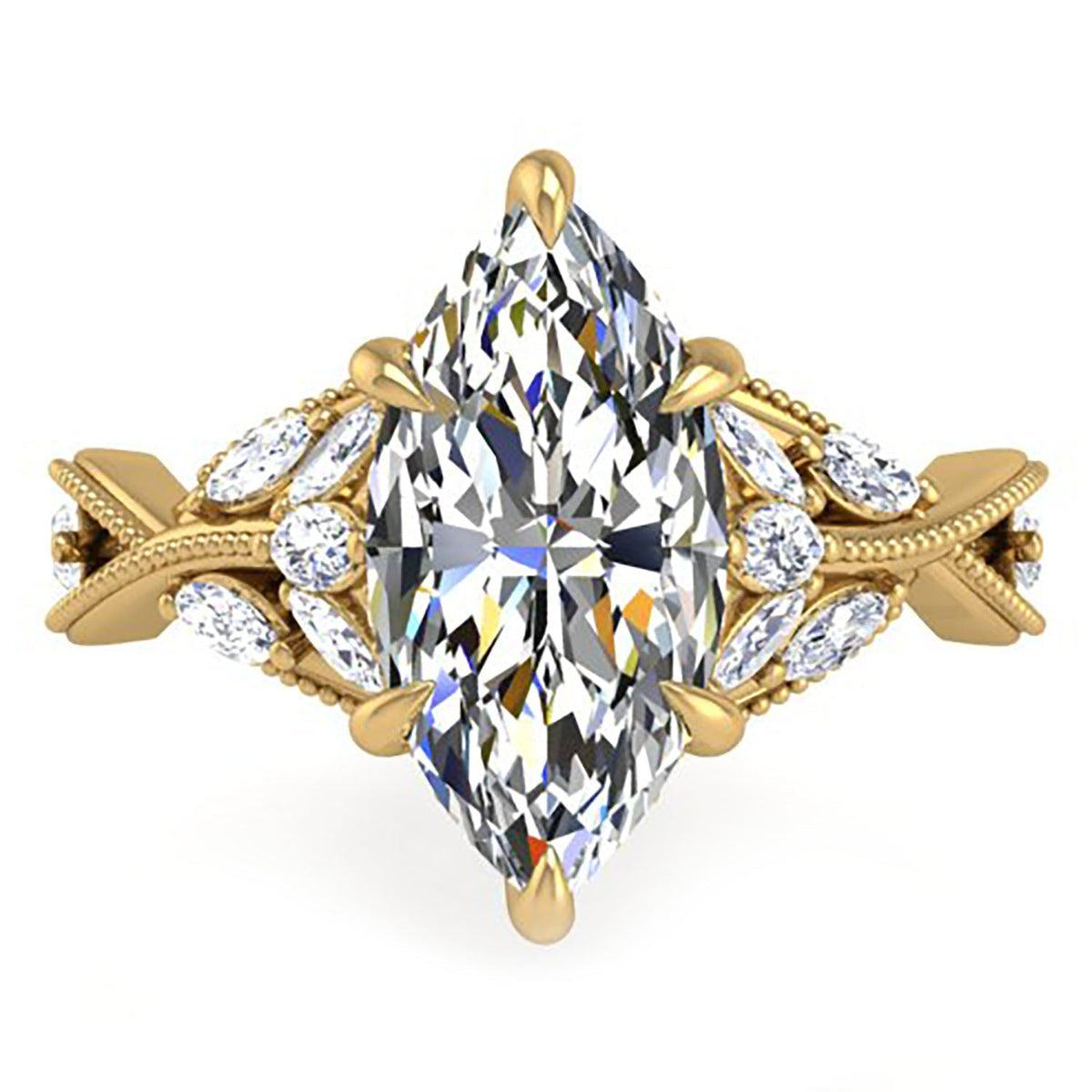 Bellatrix Marquise Diamond Crown Engagement Ring
