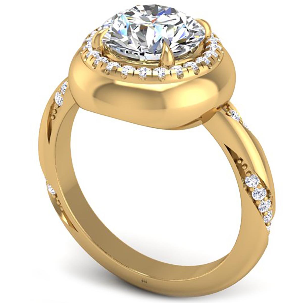 Button Diamond Engagement Ring