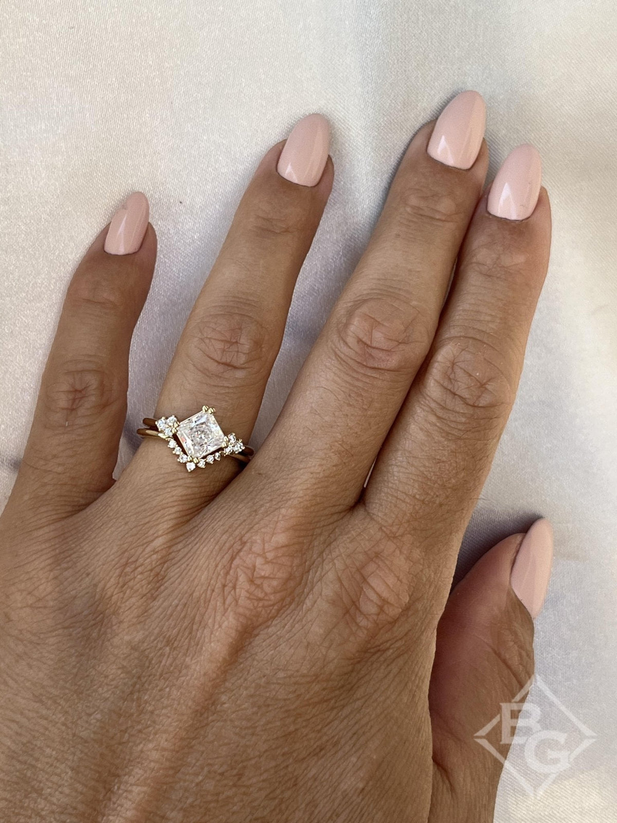 Chevron Moonglow Diamond Wedding Band