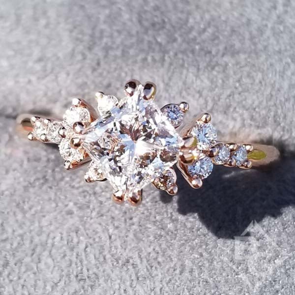 Compass Set Princess Cut Starlight Engagement Ring