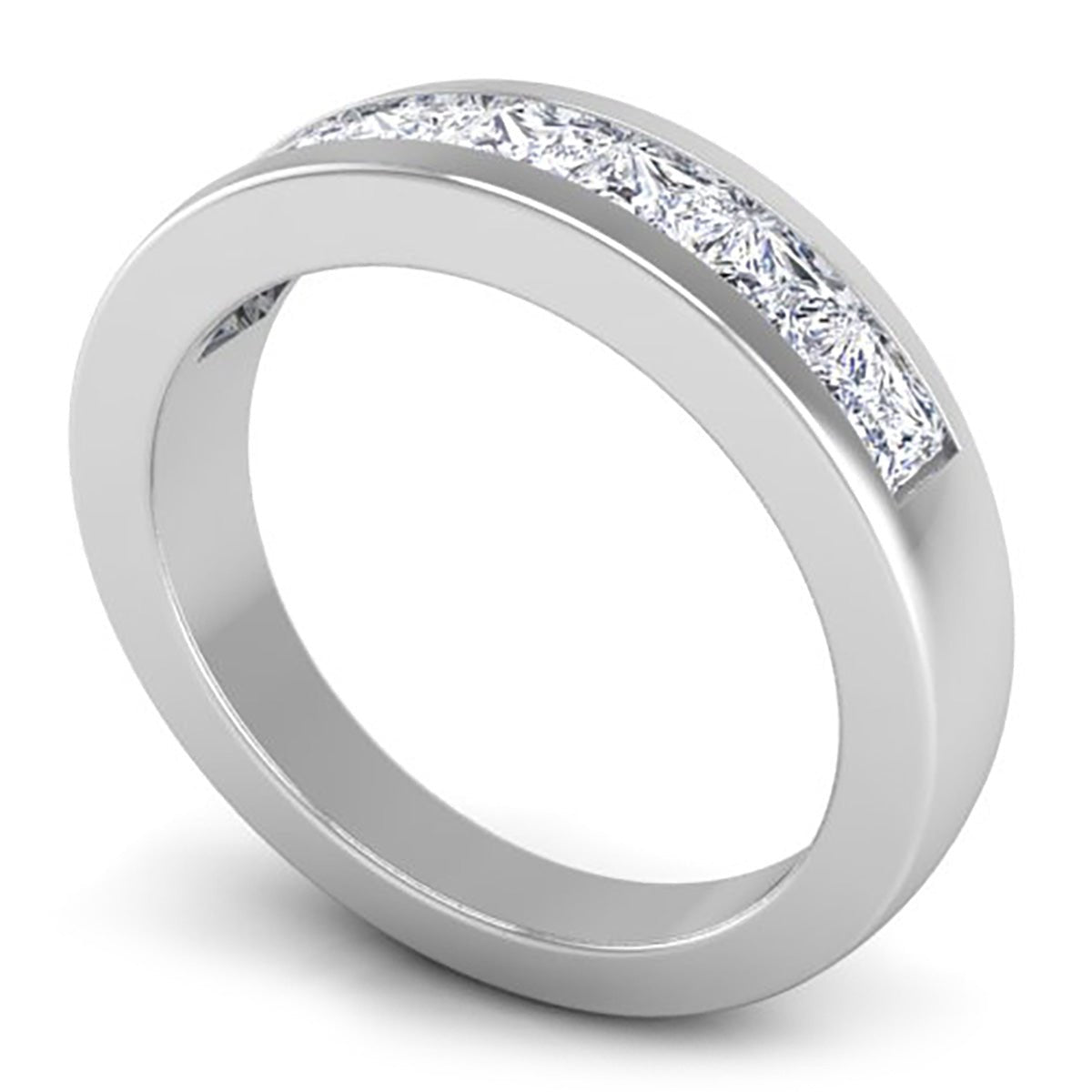 Elara Princess Cut Channel Set Wide Diamond Wedding Band