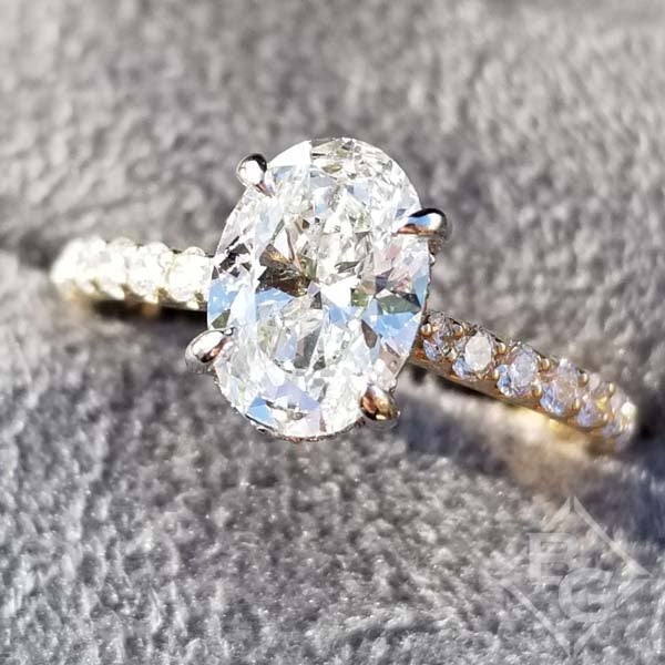 Elongated Oval Two-Tone Diamond Engagement Ring