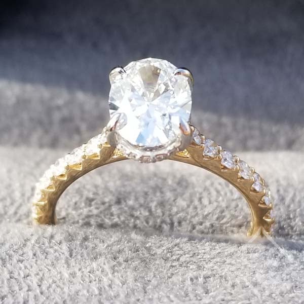 Elongated Oval Two-Tone Diamond Engagement Ring