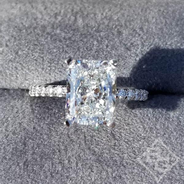Elongated Radiant Diamond Engagement Ring