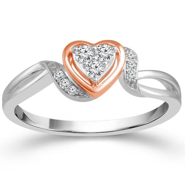 Forever Day 3 Stone Heart Diamond Promise Ring