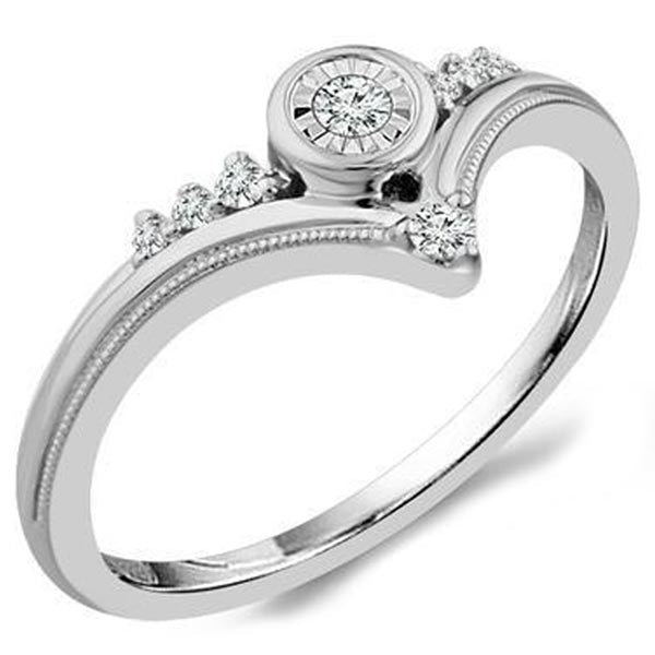 Forever Day Chevron Milgrain Diamond Promise Ring