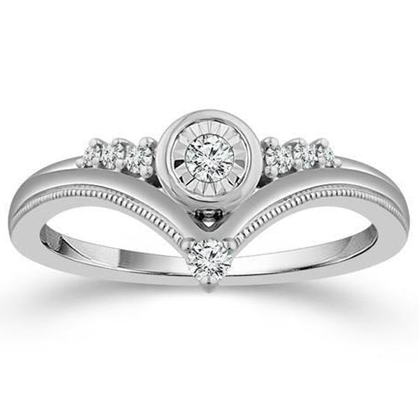 Forever Day Chevron Milgrain Diamond Promise Ring
