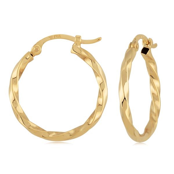 Gold Twisted Tube Hoop Earrings