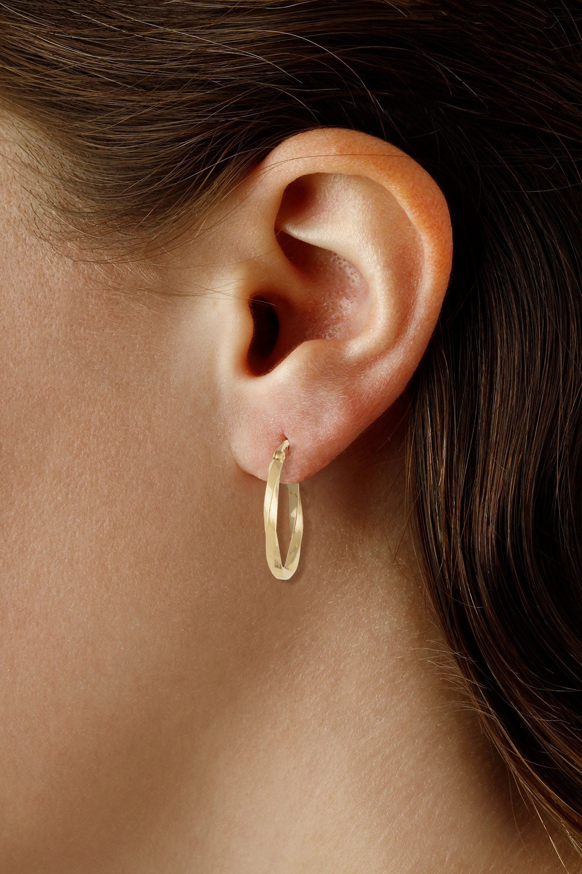 Gold Twisted Tube Hoop Earrings