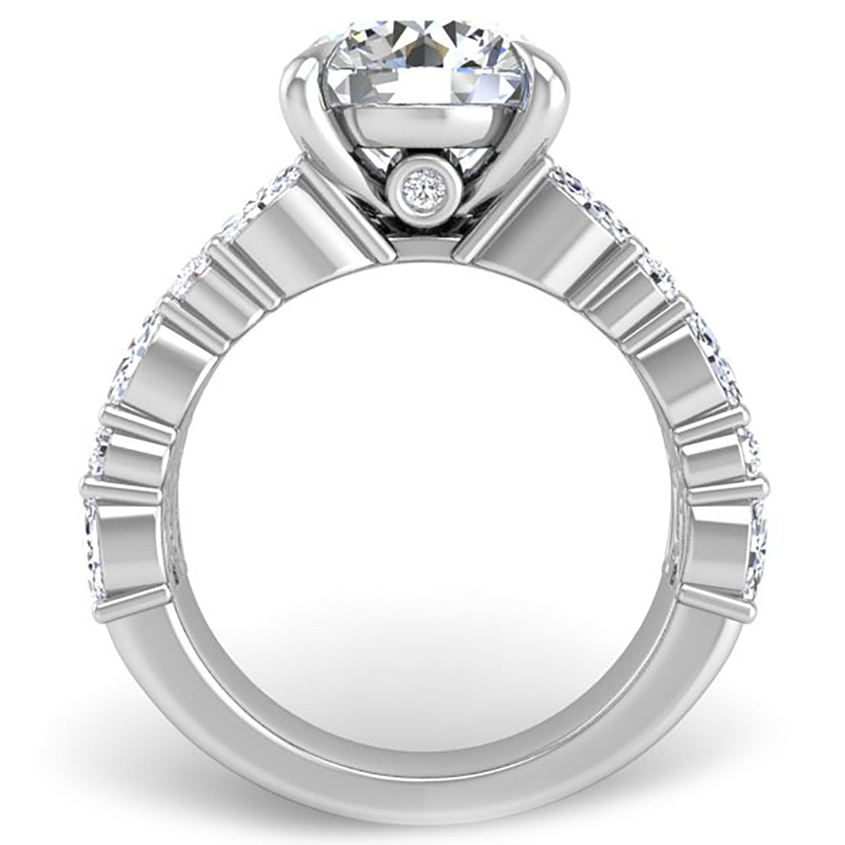 Halley Three Row Marquise & Round Cut Diamond Engagement Ring