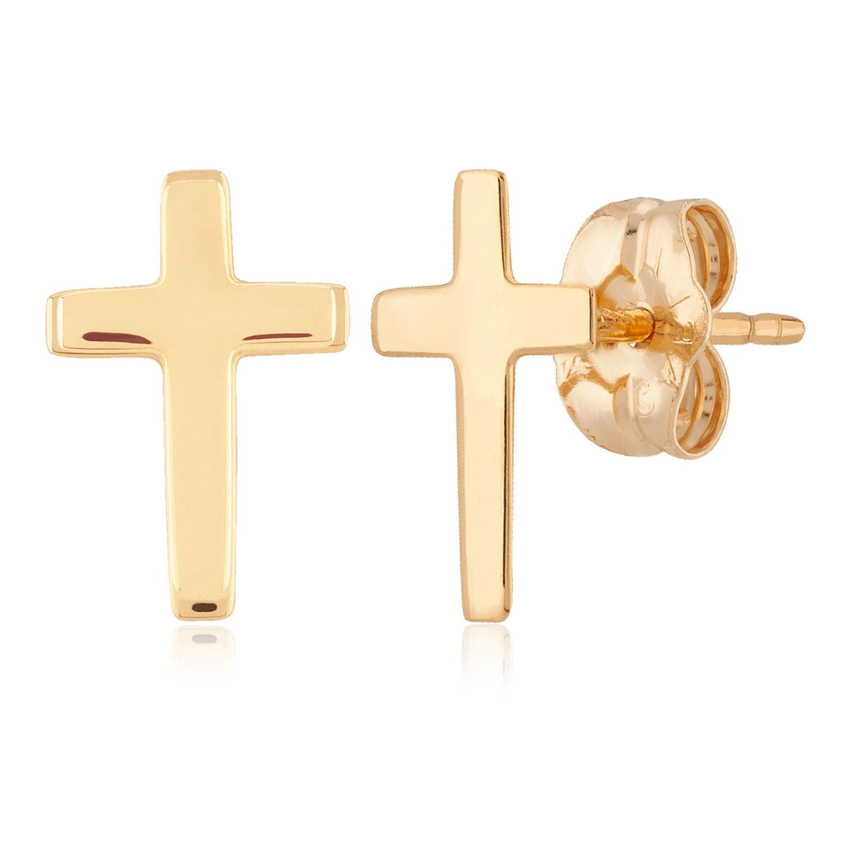 High Polished Gold Cross Earrings