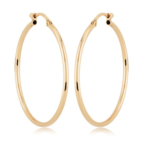 Large Thin 1.95 Inch Gold Hoop Earrings