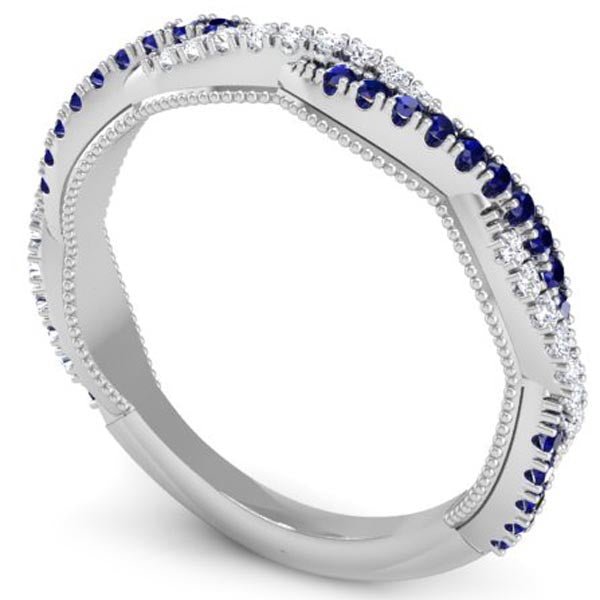 Luna Twist Blue Sapphire Wedding Band