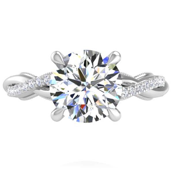 Luna Twist Hidden Halo Diamond Engagement Ring