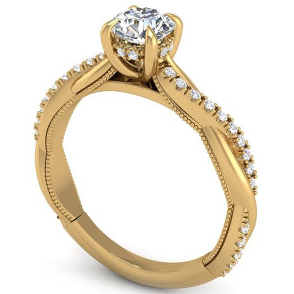 Luna Twist Small Center Diamond Engagement Ring