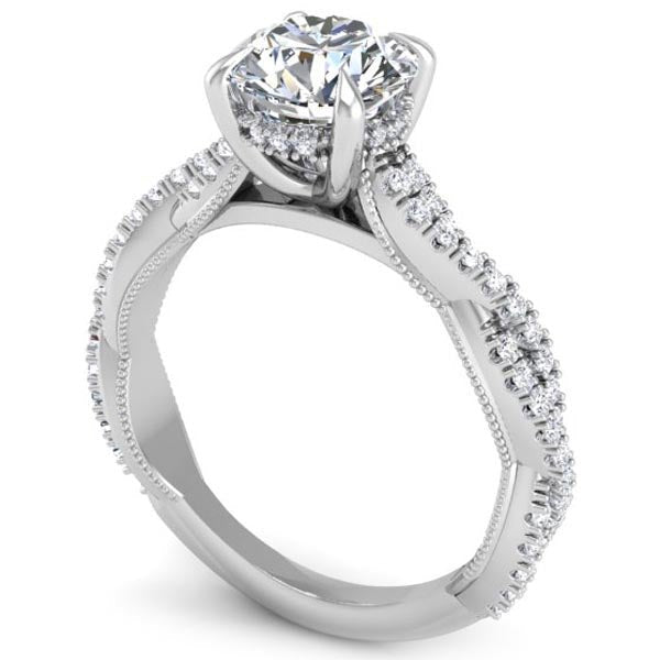 Lyra All-Diamond Twist Hidden Halo Engagement Ring