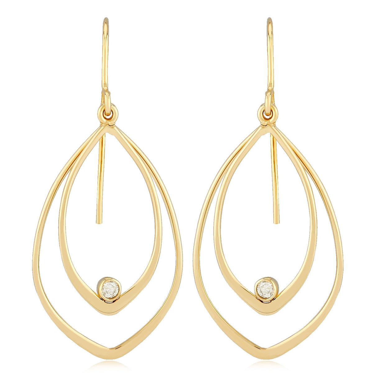 Mini-Tear Drop Gold Diamond Whisper Dangle Earrings