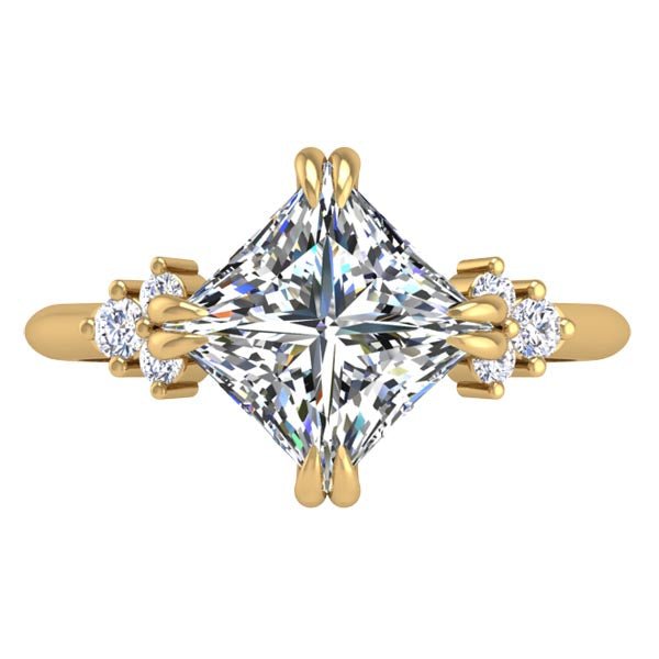 Princess Cut Compass Set Moon Glow Diamond Engagement Ring