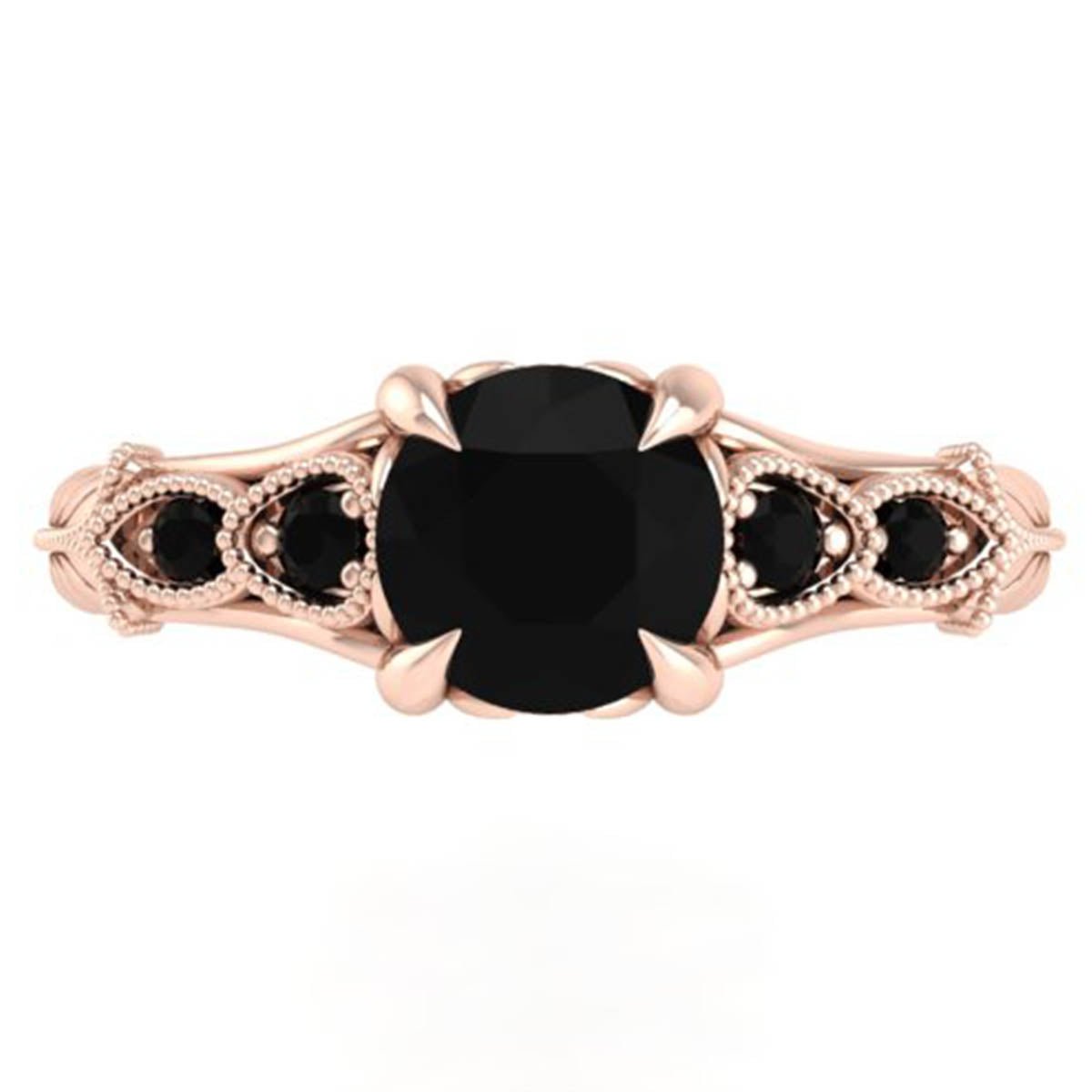 Ravencrest Black Diamond Vintage Style Engagement Ring